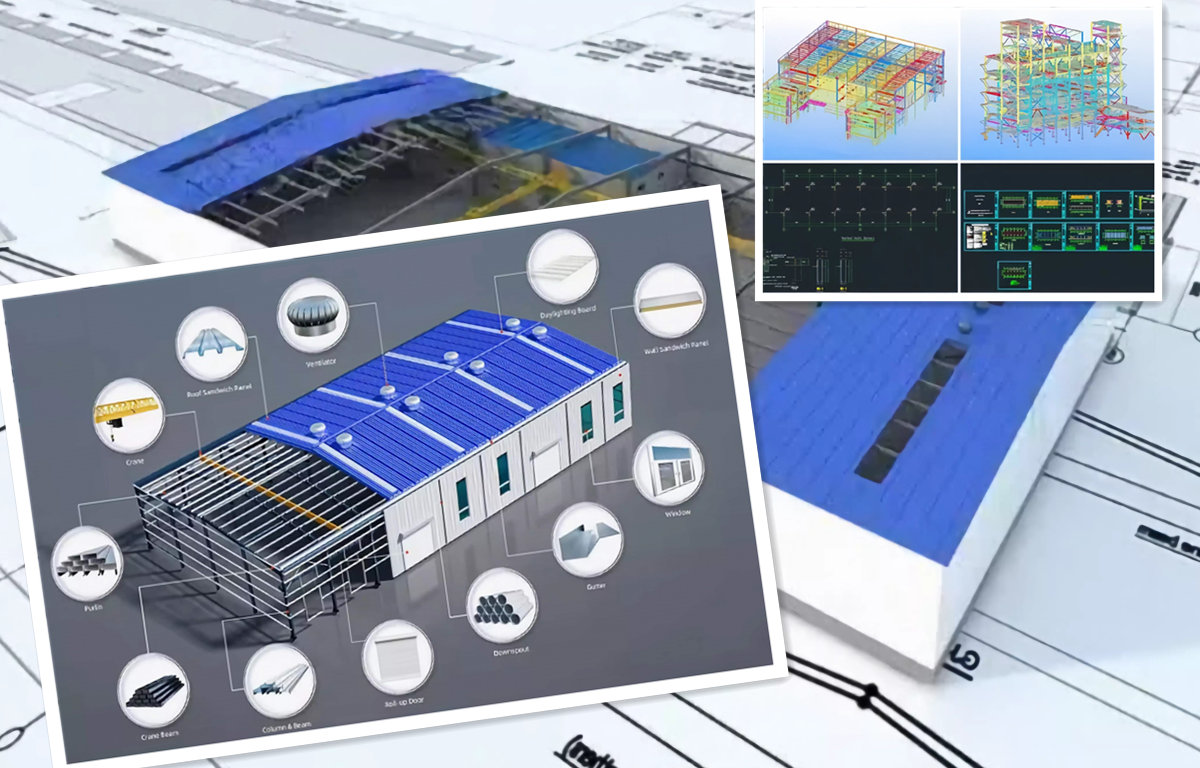 steel frame structure drawing